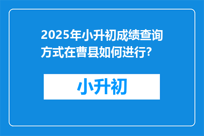 2025年小升初成绩查询方式在曹县如何进行？