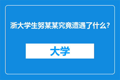 浙大学生努某某究竟遭遇了什么？