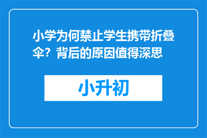 小学为何禁止学生携带折叠伞？背后的原因值得深思
