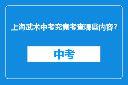 上海武术中考究竟考查哪些内容？