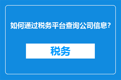 如何通过税务平台查询公司信息？