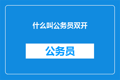 什么叫公务员双开