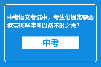 中考语文考试中，考生们通常需要携带哪些字典以备不时之需？