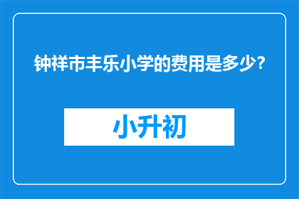 钟祥市丰乐小学的费用是多少？