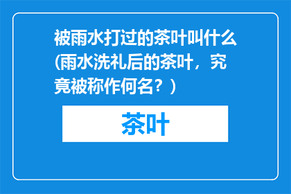 被雨水打过的茶叶叫什么(雨水洗礼后的茶叶，究竟被称作何名？)