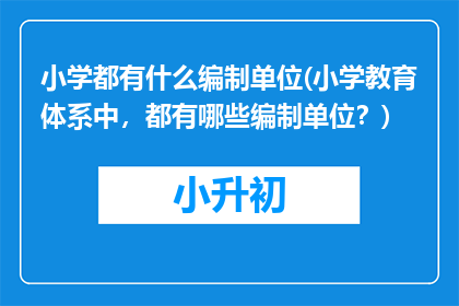 小学都有什么编制单位(小学教育体系中，都有哪些编制单位？)
