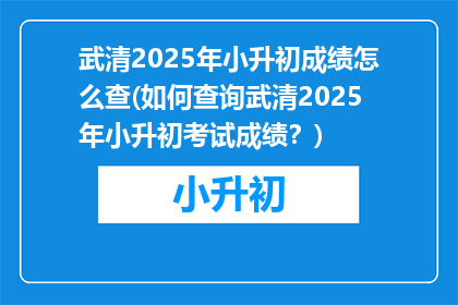 武清2025年小升初成绩怎么查(如何查询武清2025年小升初考试成绩？)