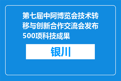 第七届中阿博览会技术转移与创新合作交流会发布500项科技成果
