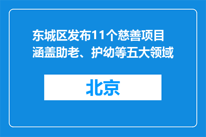 东城区发布11个慈善项目 涵盖助老、护幼等五大领域