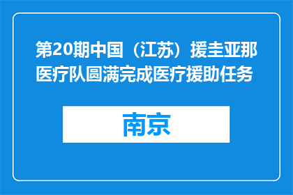第20期中国（江苏）援圭亚那医疗队圆满完成医疗援助任务