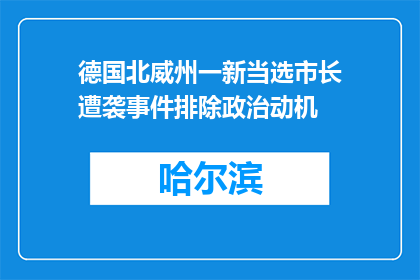 德国北威州一新当选市长遭袭事件排除政治动机