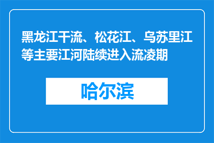 黑龙江干流、松花江、乌苏里江等主要江河陆续进入流凌期