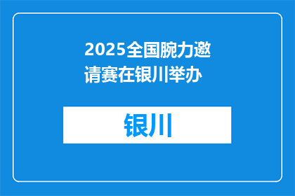 2025全国腕力邀请赛在银川举办