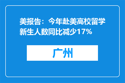 美报告：今年赴美高校留学新生人数同比减少17%