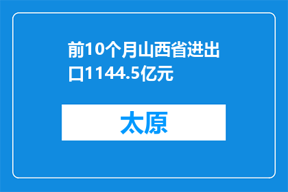 前10个月山西省进出口1144.5亿元
