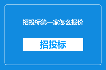 招投标第一家怎么报价(如何为招投标中的第一家企业制定出具有竞争力的报价策略？)