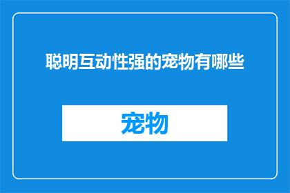 聪明互动性强的宠物有哪些(哪些聪明的宠物能与主人进行互动性强的互动？)