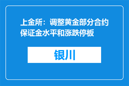 上金所：调整黄金部分合约保证金水平和涨跌停板