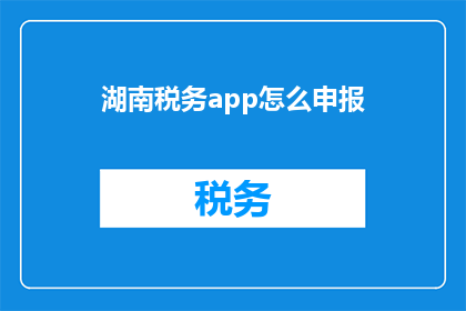 湖南税务app怎么申报(如何通过湖南税务app进行申报？)