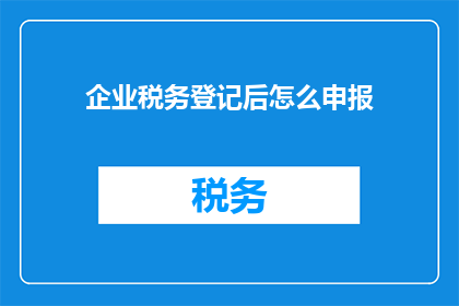 企业税务登记后怎么申报(企业税务登记后如何进行有效申报？)
